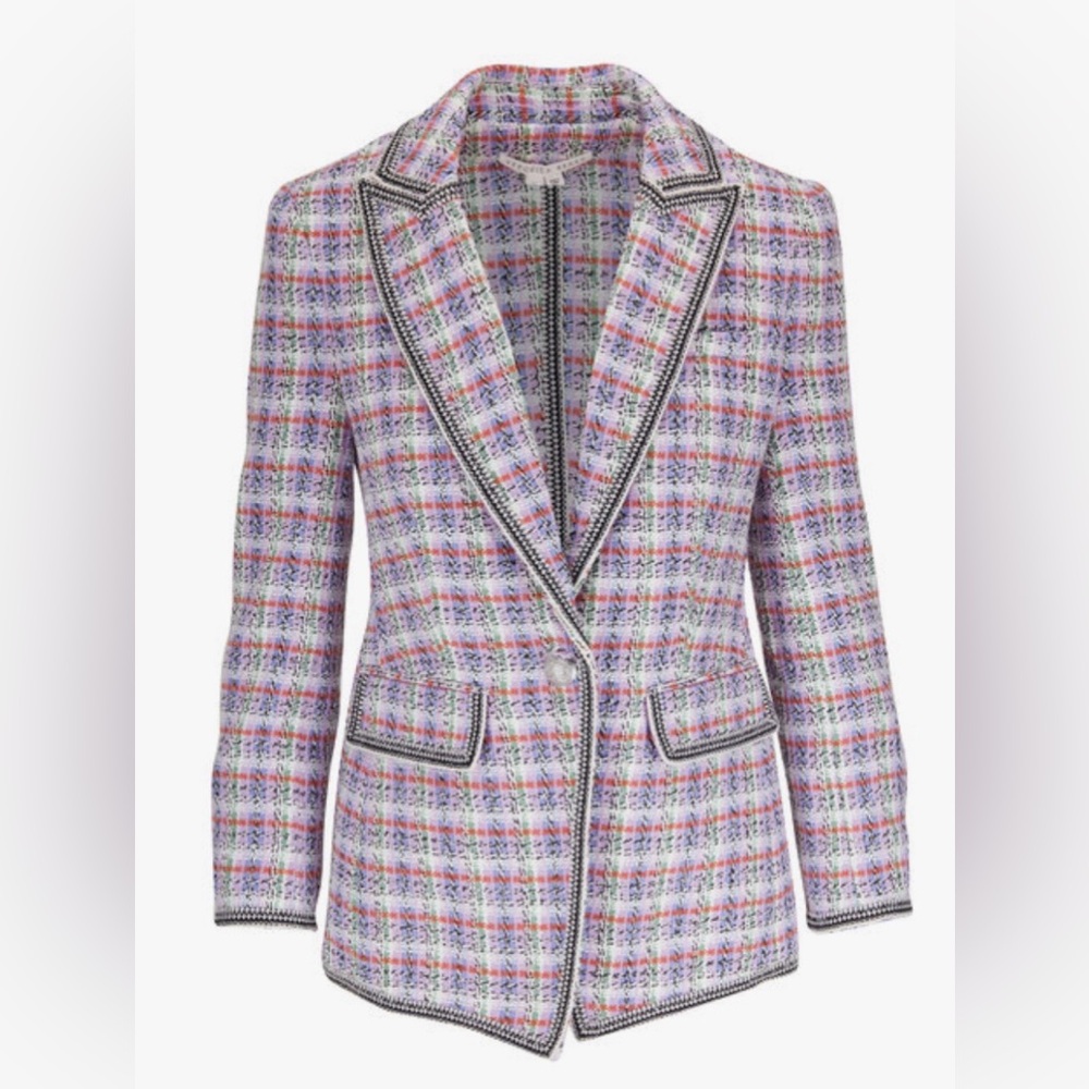 RRPUS$798 Veronica Beard Etney tweed Dickey blazer jacket in lavender multi US12